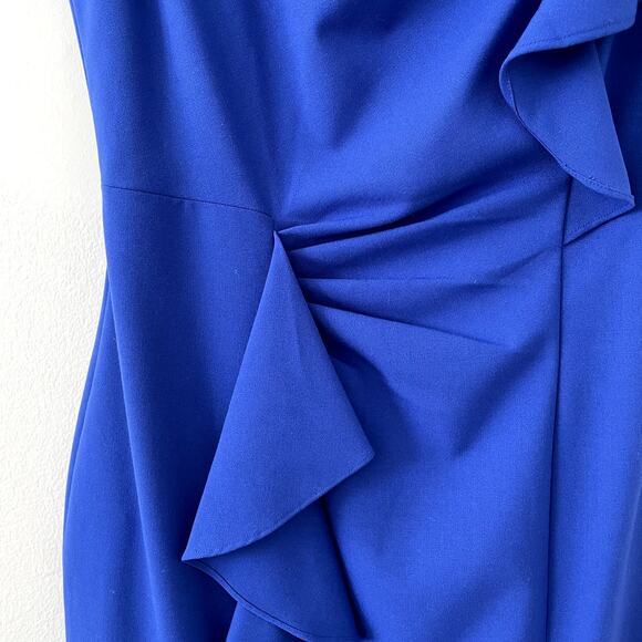 NWT Calvin Klein Sheath Ruffles Dress Size 6 Royal Blue - Picture 3 of 16